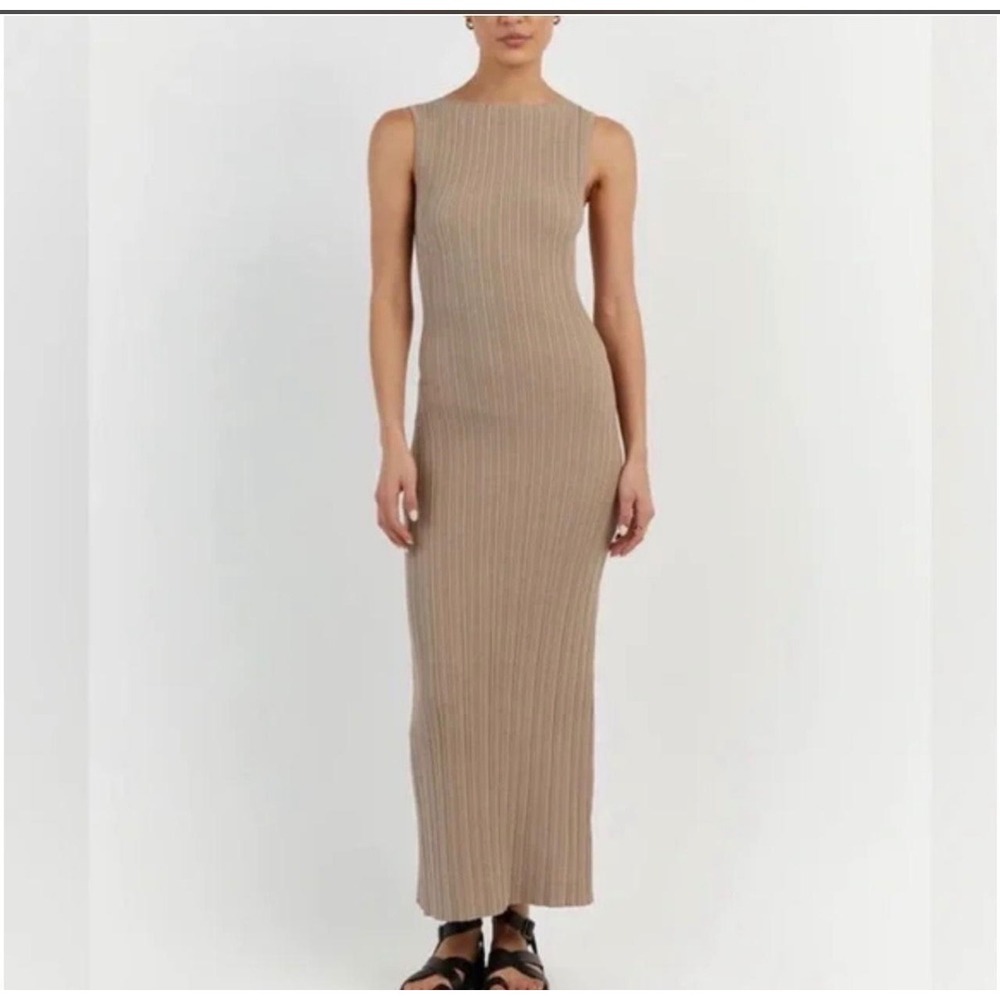 DISSH | Sienna Ribbed Knit Maxi Dress Large Mocha Sleeveless Column Dress